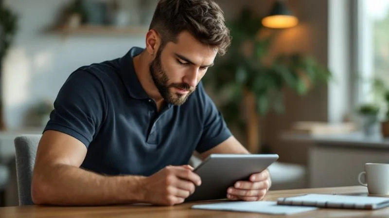 Mann arbeitet konzentriert am Laptop in einem modernen Büro in Bamberg